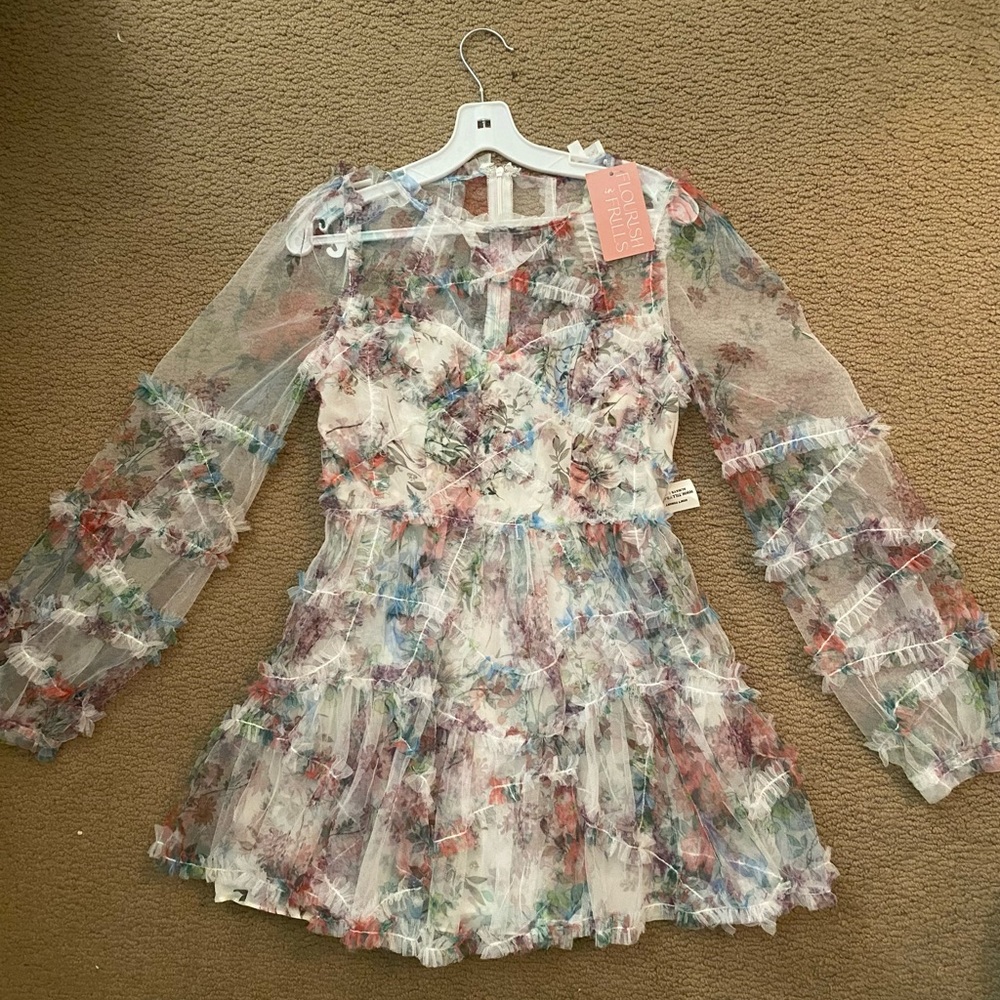 flourish in frills mesh floral dress